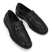 TOD'S  ブラック レザー ビットローファー ダブルT ローファー XXM59K0ID31N6M