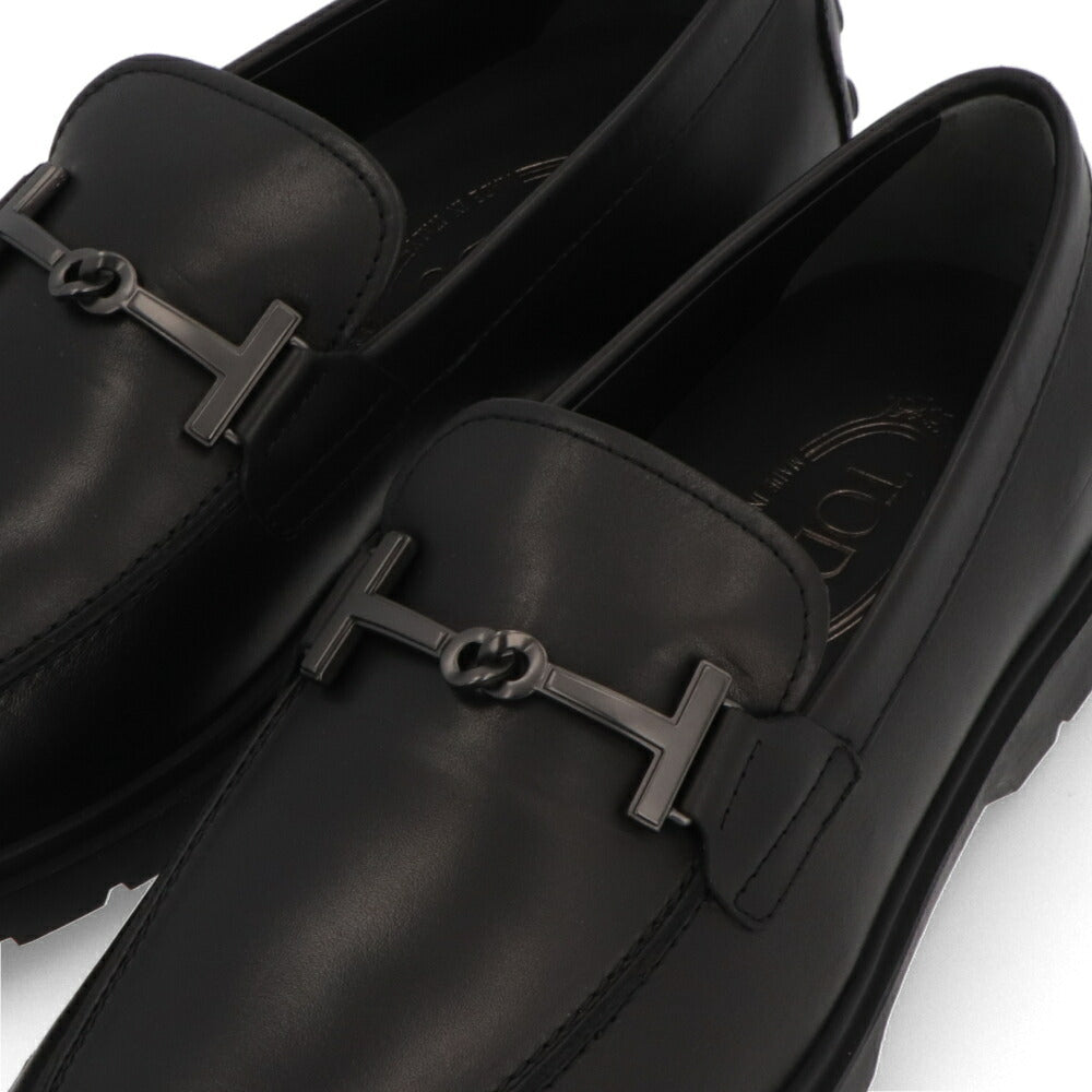 TOD'S  ブラック レザー ビットローファー ダブルT ローファー XXM59K0ID31N6M