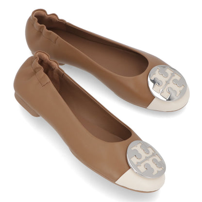トリー バーチ Tory Burch シューズ パンプス レディース CLAIRE CAP TOE BALLET クレア キャップ トゥバレエ クリーム×ブラック レザー ラバー バレエシューズ ダブルT ロゴ ヒールなし 148336  250