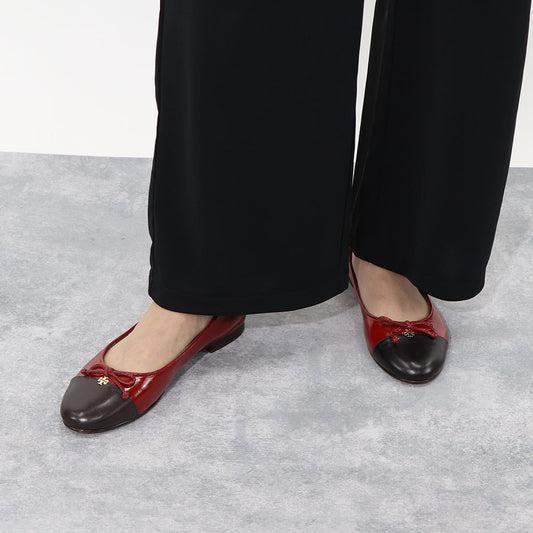 トリー バーチ Tory Burch シューズ パンプス レディース CAP TOE BALLET キャップ トゥバレエ ダークブラウン×レッド レザー バレエシューズ ダブルT  ヒールなし 154510  200