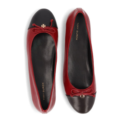 トリー バーチ Tory Burch シューズ パンプス レディース CAP TOE BALLET キャップ トゥバレエ ダークブラウン×レッド レザー バレエシューズ ダブルT  ヒールなし 154510  200