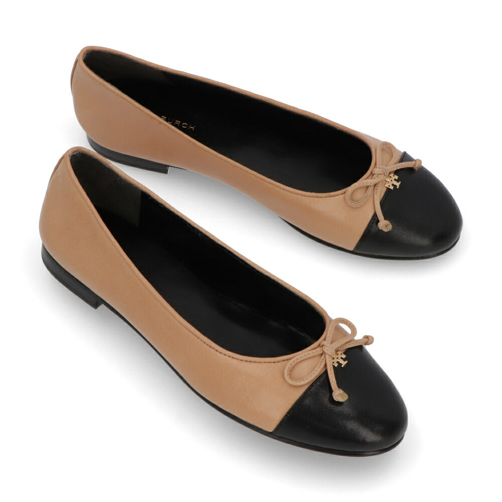 Tory Burch パンプス ベージュ×ブラック フラットシューズ バレエシューズ 154513