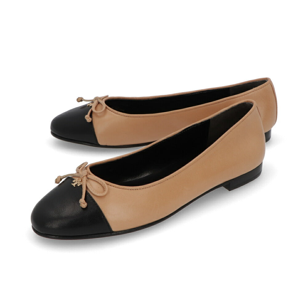 Tory Burch パンプス ベージュ×ブラック フラットシューズ バレエシューズ 154513