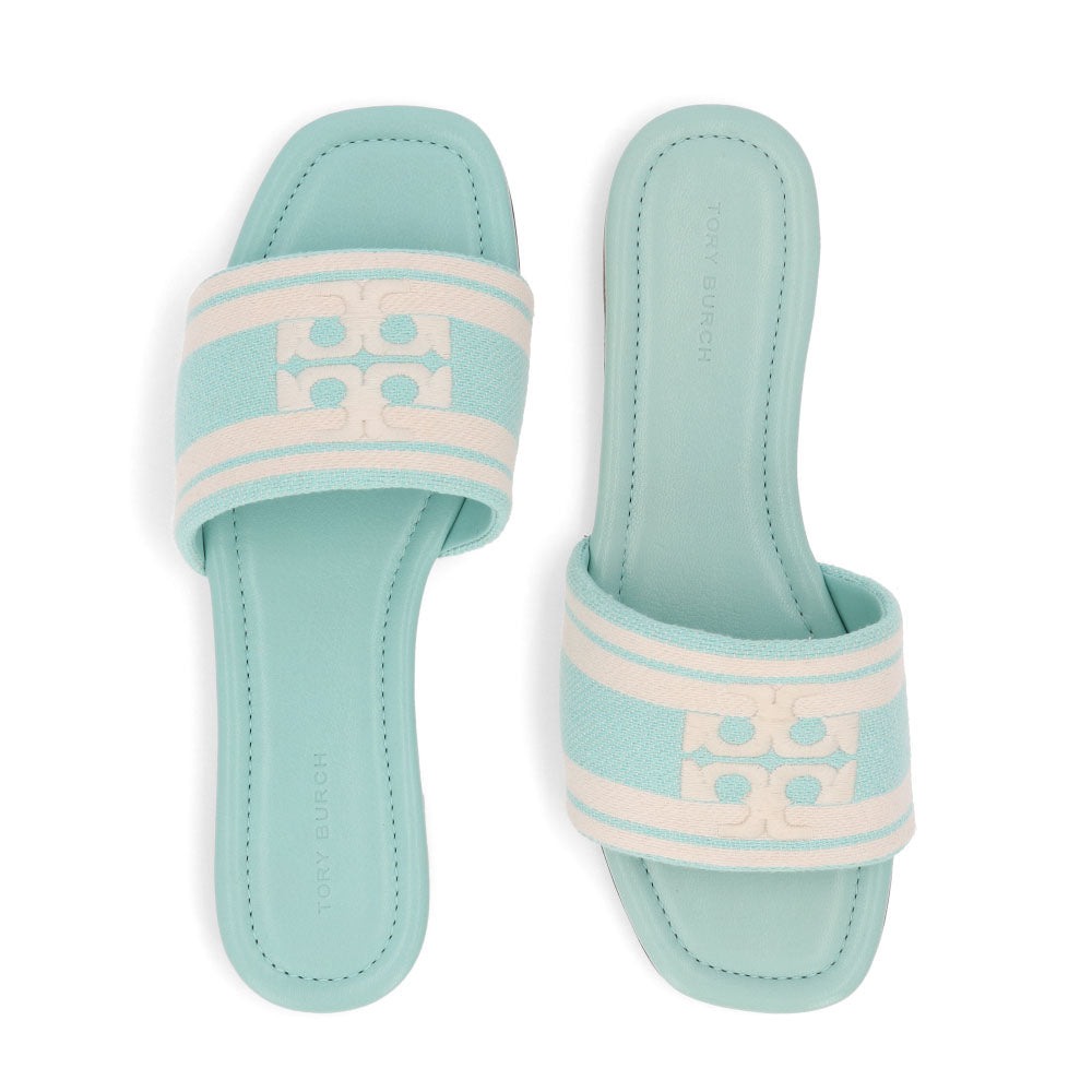 Tory Burch トリーバーチ  サンダル double jacquard slide stripe logo