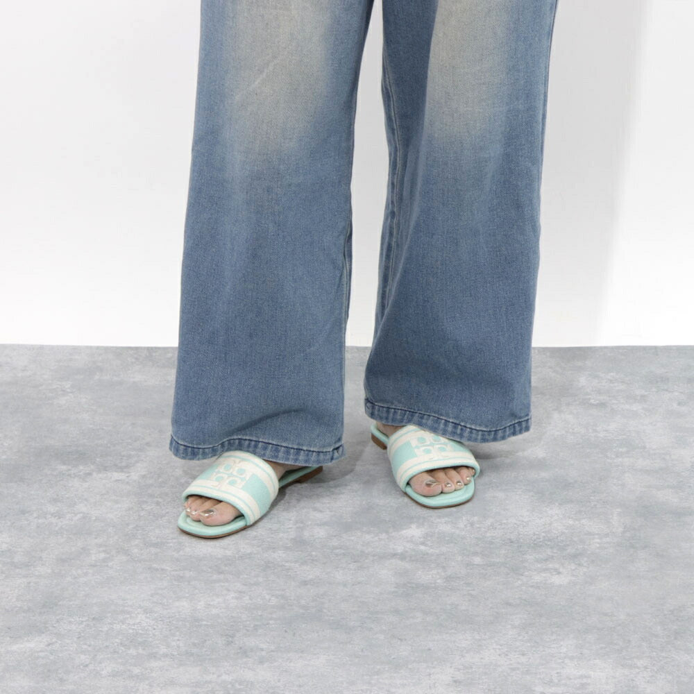 Tory Burch トリーバーチ  サンダル double jacquard slide stripe logo