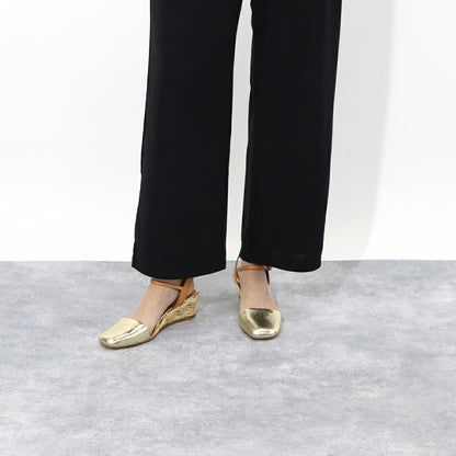 トリー バーチ Tory Burch シューズ サンダル レディース CLOSED TOE MID ESPADRILLE ゴールド レザー エスパドリーユ アンクルストラップ付き ヒールあり 150881  700