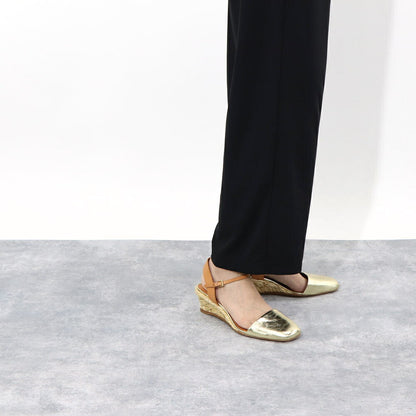 トリー バーチ Tory Burch シューズ サンダル レディース CLOSED TOE MID ESPADRILLE ゴールド レザー エスパドリーユ アンクルストラップ付き ヒールあり 150881  700