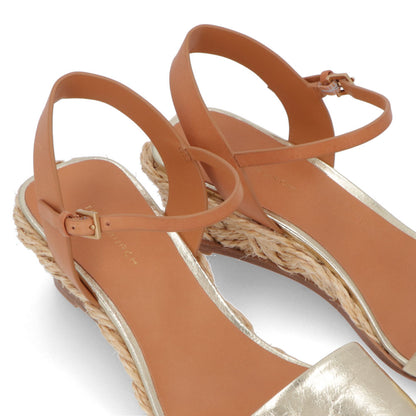 トリー バーチ Tory Burch シューズ サンダル レディース CLOSED TOE MID ESPADRILLE ゴールド レザー エスパドリーユ アンクルストラップ付き ヒールあり 150881  700