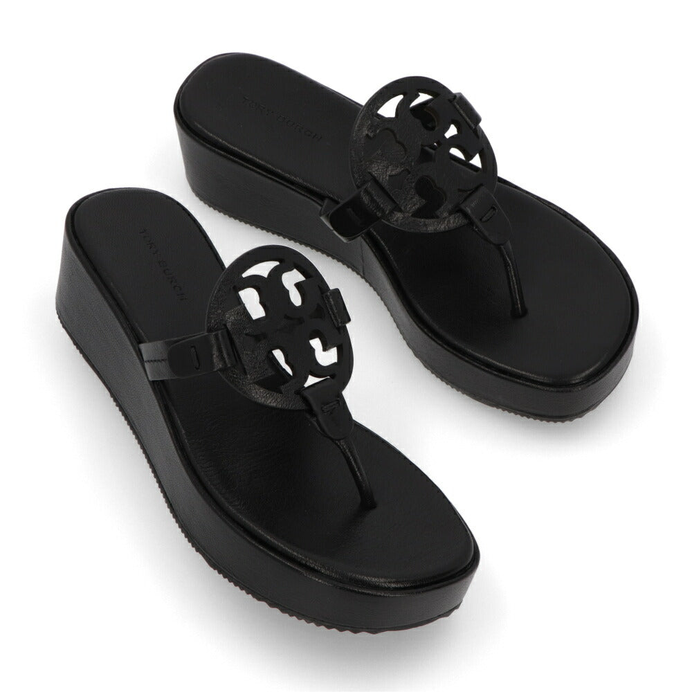 Tory Burch サンダル ブラック ウェッジサンダル ソフトレザー 159859