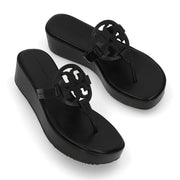 Tory Burch サンダル ブラック ウェッジサンダル ソフトレザー 159859