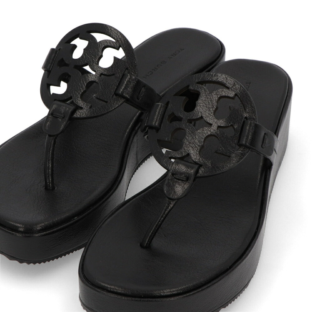 Tory Burch サンダル ブラック ウェッジサンダル ソフトレザー 159859