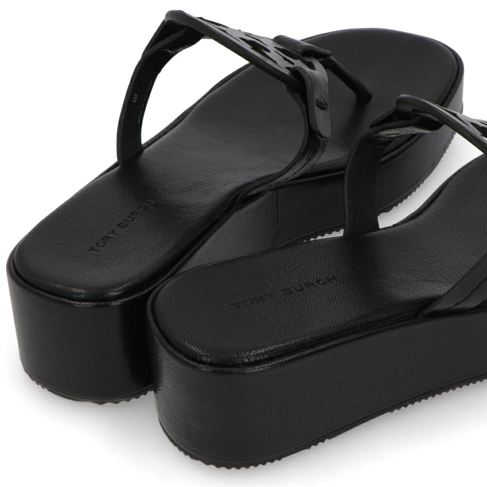 Tory Burch サンダル ブラック ウェッジサンダル ソフトレザー 159859