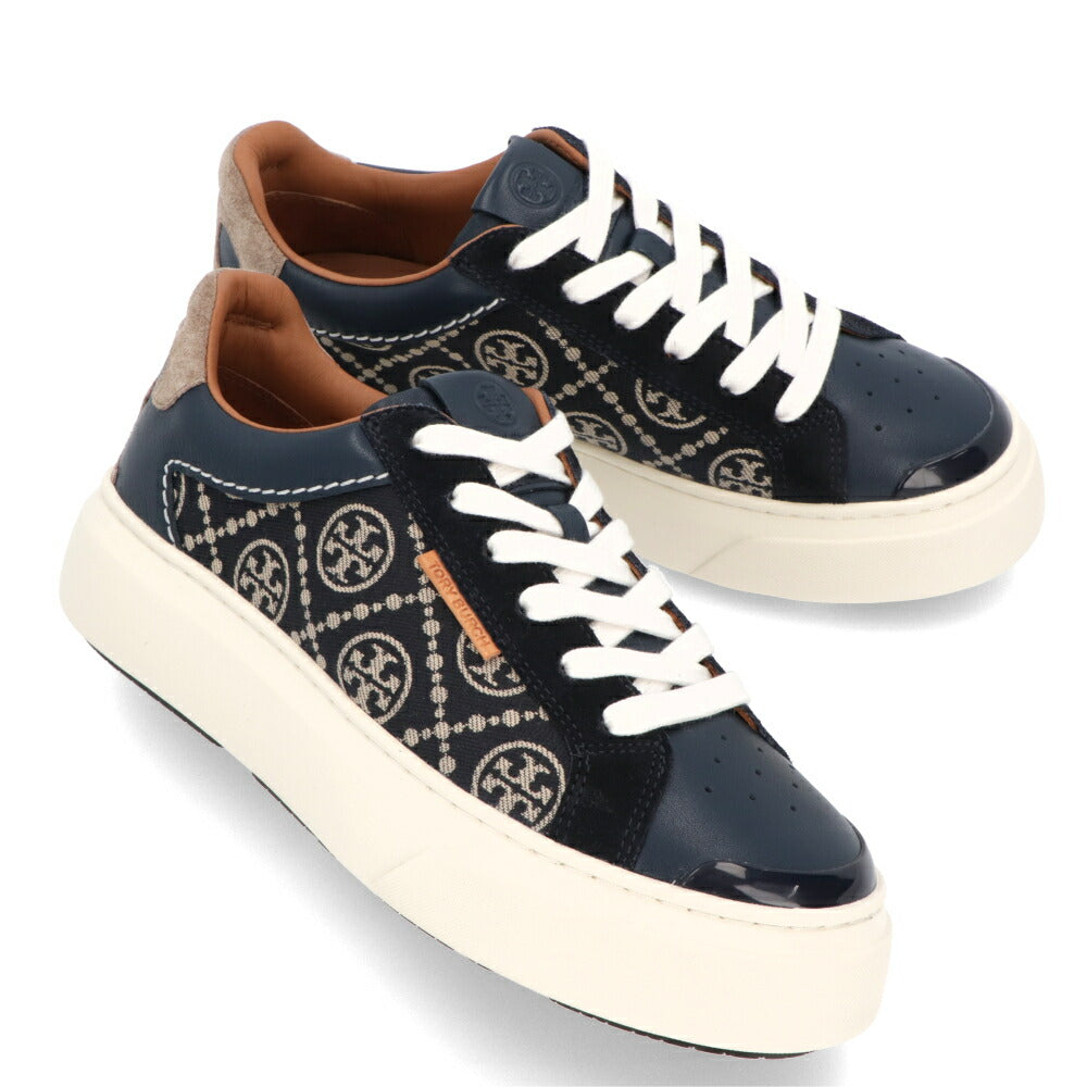 Tory Burch スニーカー  ネイビー系 ジャガード モノグラム レディーバグ ダブルT 141750