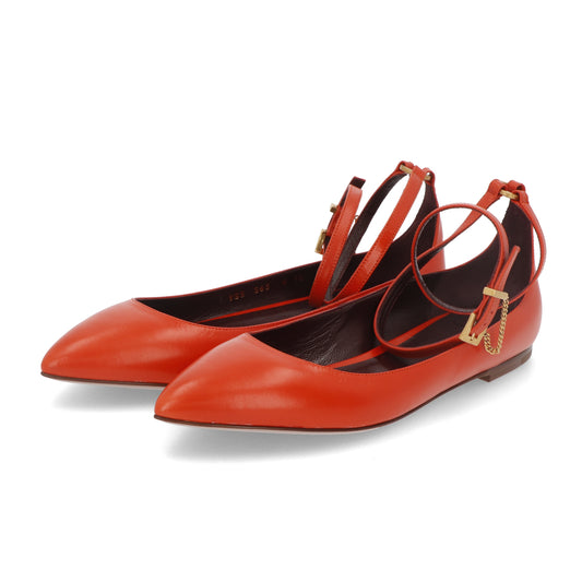 ヴァレンティノ VALENTINO ストラップ付きパンプス SW0S0S65 UFL LB8 レディース オレンジ ポインテッドトゥ ローヒール 新品