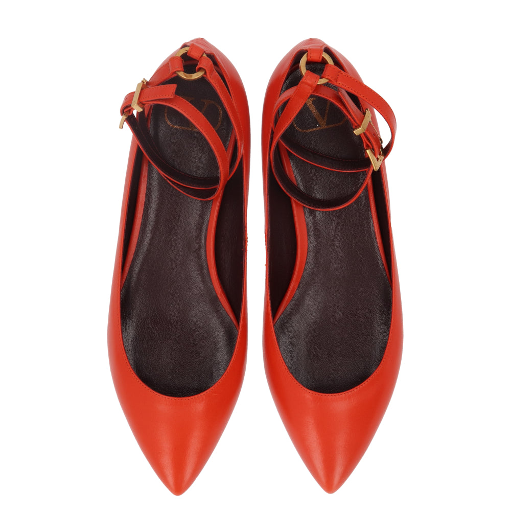 ヴァレンティノ VALENTINO ストラップ付きパンプス SW0S0S65 UFL LB8 レディース オレンジ ポインテッドトゥ ローヒール 新品