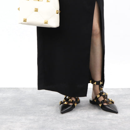 ヴァレンティノ VALENTINO サンダル ヒールなし XW0S0BY5 ZWM 0NO レディース ブラック ホワイト  ロックスタッズ