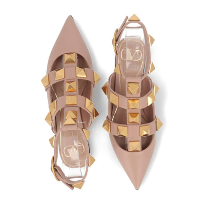 VALENTINO フラット パンプス ローマンスタッズ レザー