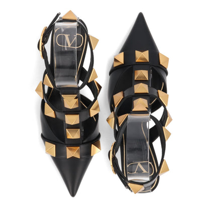 ヴァレンティノ VALENTINO シューズ パンプス レディース ブラック ベージュ アイボリー レザー ローマンスタッズ ポインテッドトゥ ゴールド金具 サンダル ヒールあり 2W2S0CB2ZWM