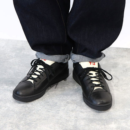 ワイスリー Y-3 シューズ スニーカー メンズ ヨウジコート ブラック レザー ロゴ ツートンカラー ステッチ アディダス ローカット EF2557
