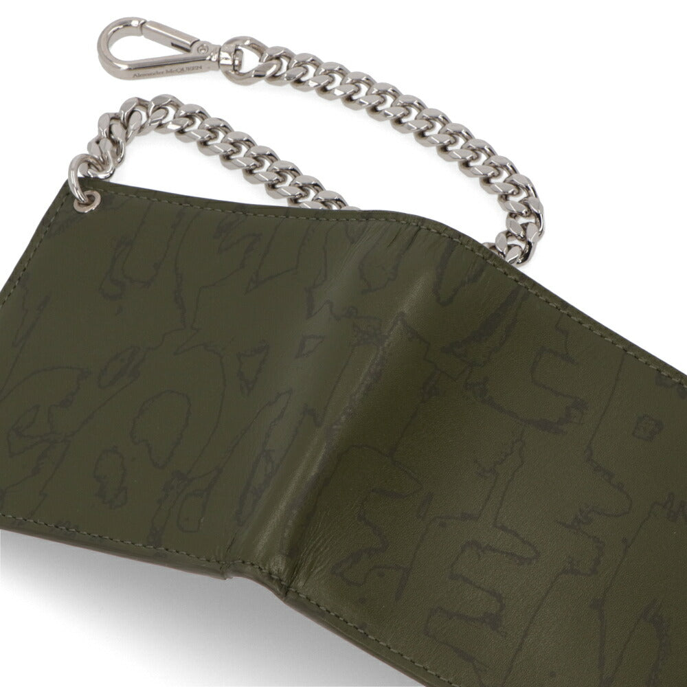 ALEXANDERMCQUEEN カーキ チェーン ミニ財布 775292