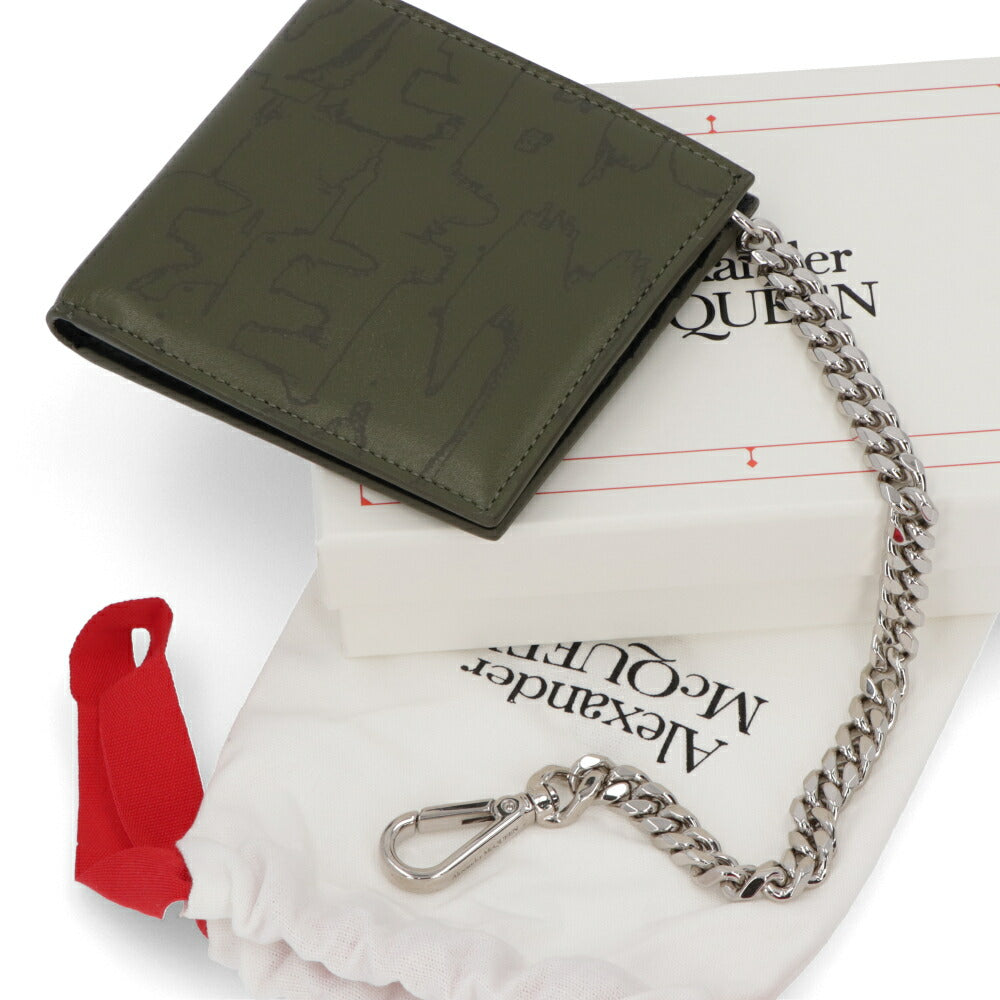 ALEXANDERMCQUEEN カーキ チェーン ミニ財布 775292