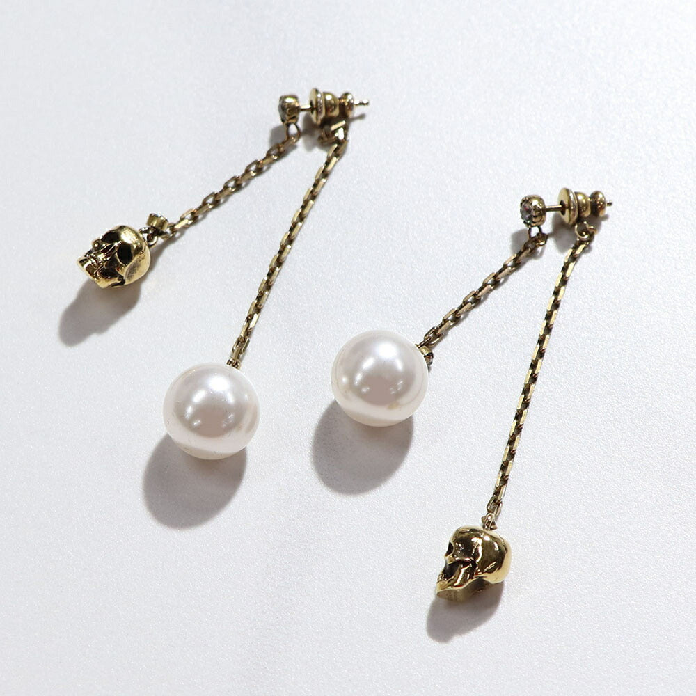 ALEXANDERMCQUEEN  ゴールド スカル ドクロ パール ピアス 651156