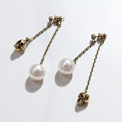 ALEXANDERMCQUEEN  ゴールド スカル ドクロ パール ピアス 651156