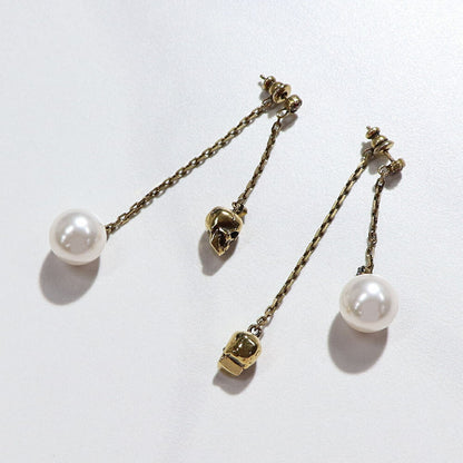 ALEXANDERMCQUEEN  ゴールド スカル ドクロ パール ピアス 651156