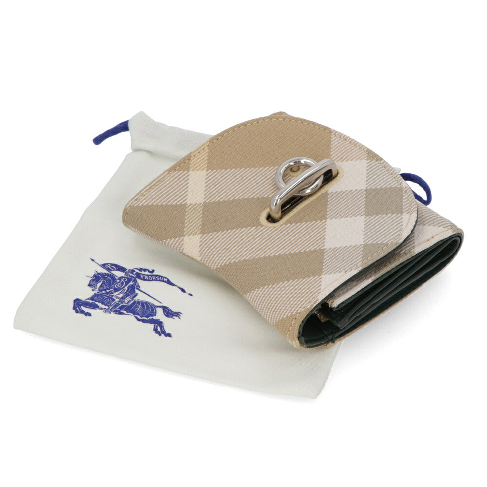 BURBERRY バーバリー レディース 財布 三つ折り財布 ベージュ系 ポリエステル ウール ミニ財布 チェック 小銭入れ付き 8081783