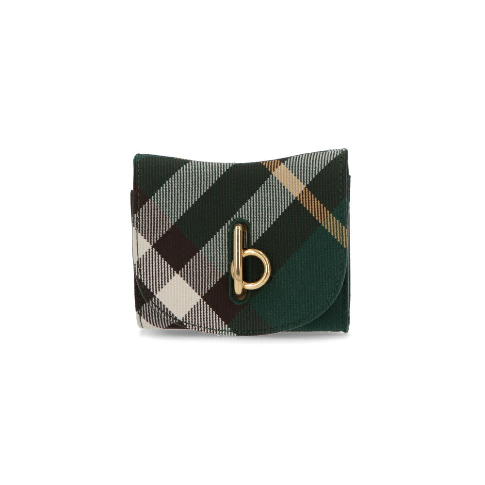 BURBERRY バーバリー レディース 財布 三つ折り財布 グリーン系 ポリエステル ウール ミニ財布 チェック柄 小銭入れ付き 8081784