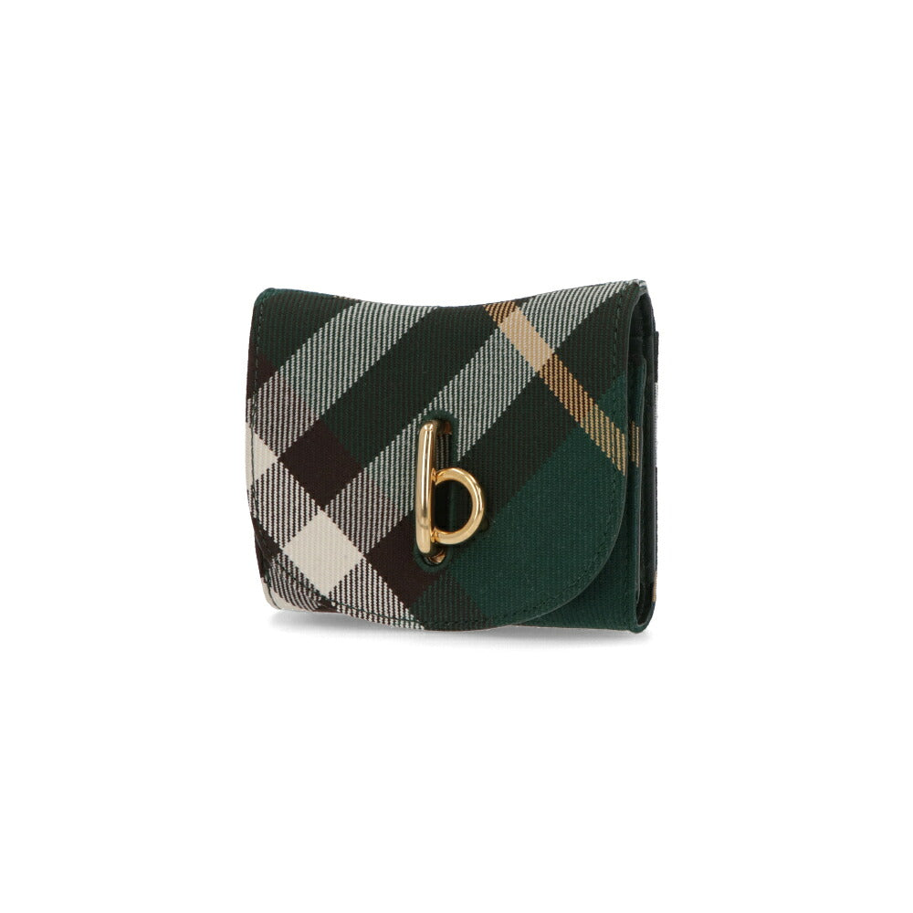 BURBERRY バーバリー レディース 財布 三つ折り財布 グリーン系 ポリエステル ウール ミニ財布 チェック柄 小銭入れ付き 8081784