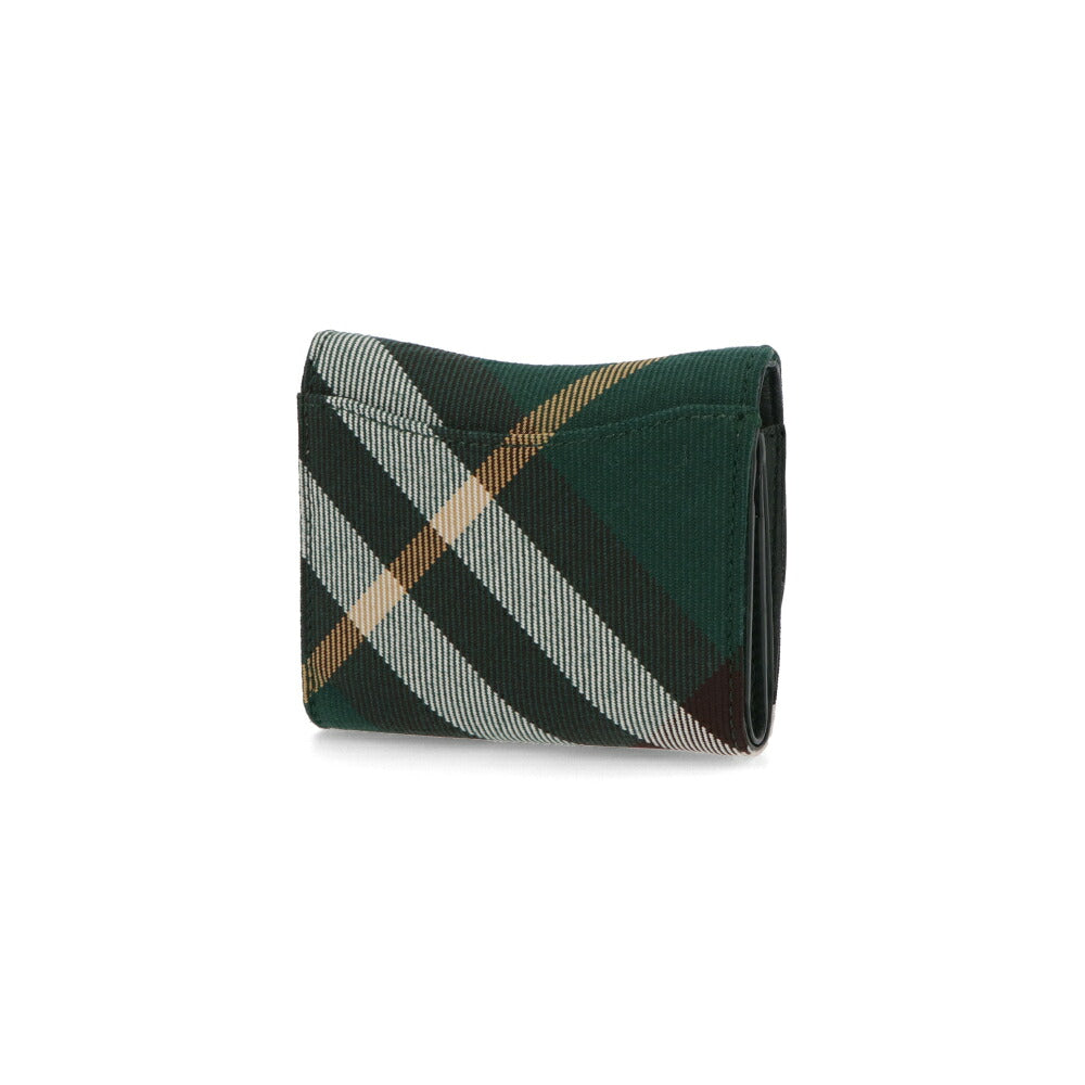 BURBERRY バーバリー レディース 財布 三つ折り財布 グリーン系 ポリエステル ウール ミニ財布 チェック柄 小銭入れ付き 8081784