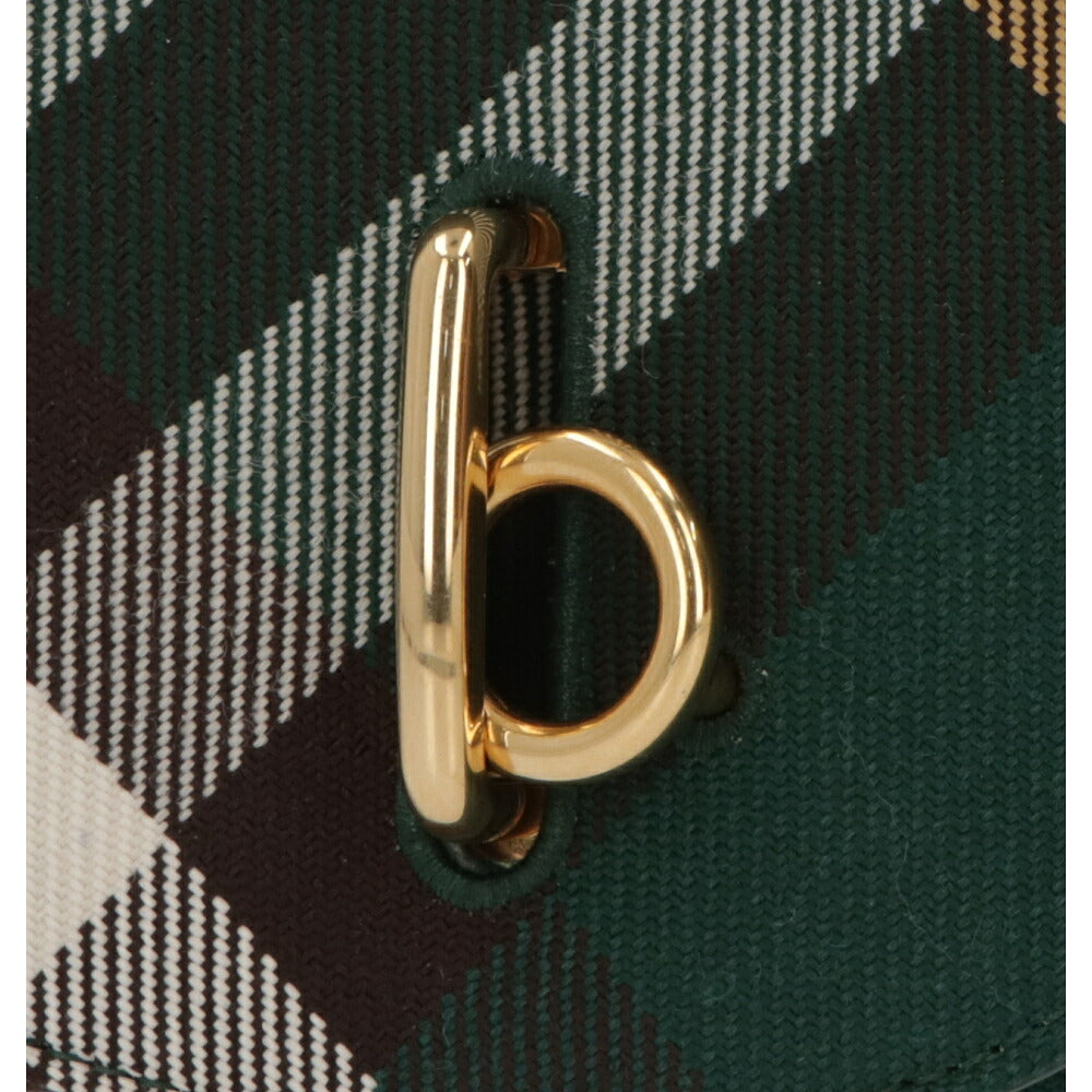 BURBERRY バーバリー レディース 財布 三つ折り財布 グリーン系 ポリエステル ウール ミニ財布 チェック柄 小銭入れ付き 8081784