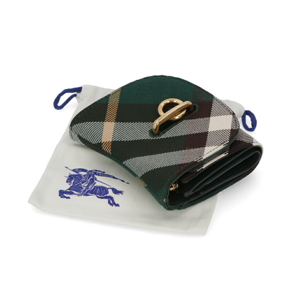 BURBERRY バーバリー レディース 財布 三つ折り財布 グリーン系 ポリエステル ウール ミニ財布 チェック柄 小銭入れ付き 8081784
