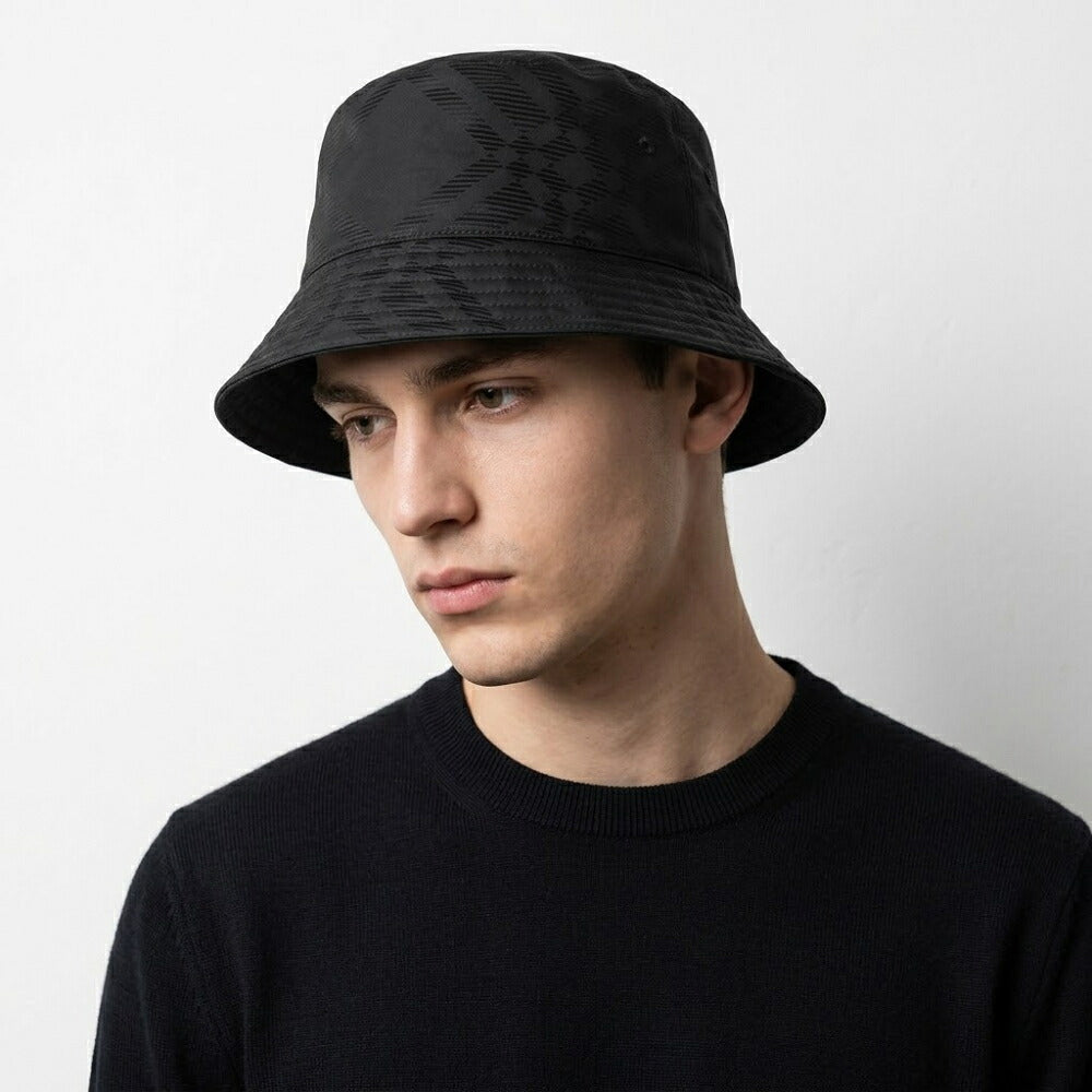 BURBERRY バーバリー メンズ 帽子 ハット ブラック ナイロン ポリエステル ジャガード チェック 8095001