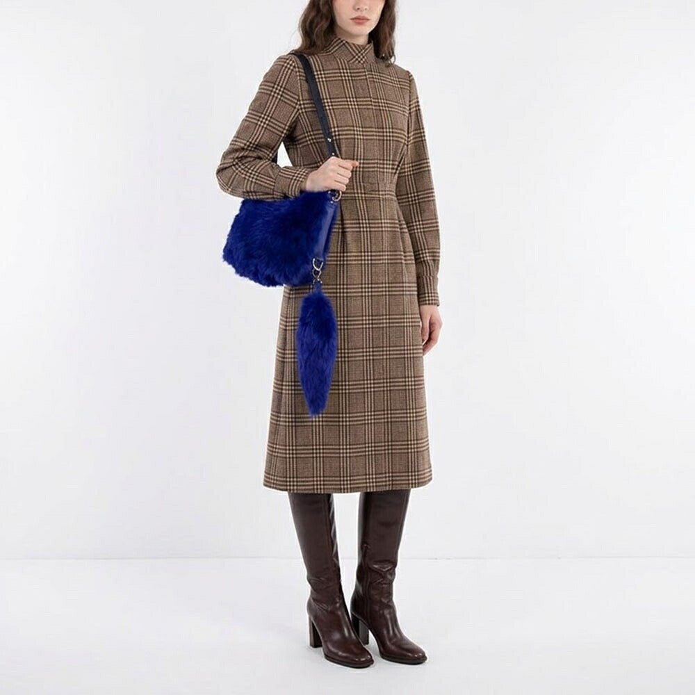 BURBERRY バーバリー レディース バッグ ショルダーバッグ スモールナイト フェイクファーショルダーバッグ ブルー カーフレザー クロスボディバッグ 8075126