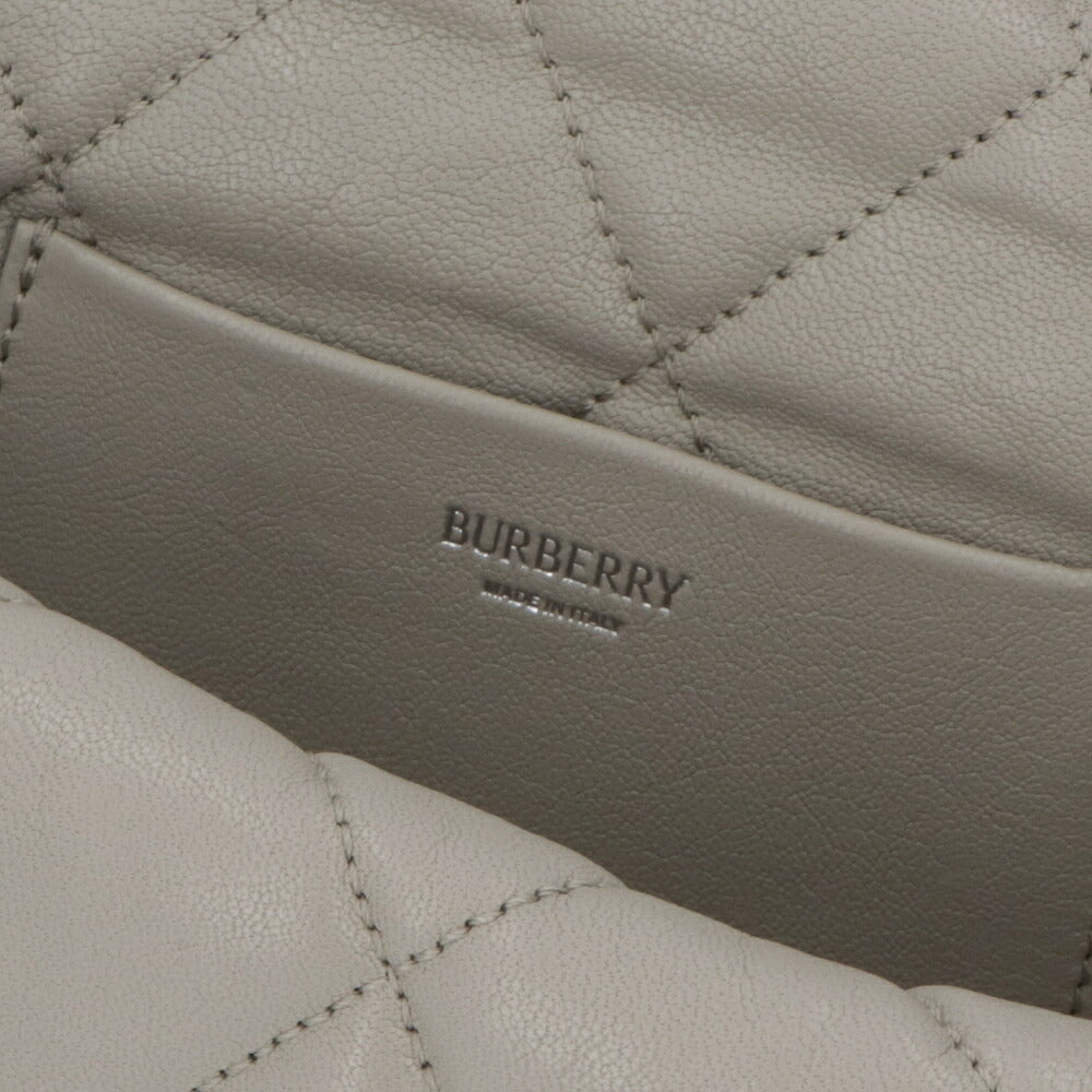 BURBERRY バーバリー レディース バッグ ショルダーバッグ シールド ライトグレー ラムレザー チェーンバッグ キルティング 8087267