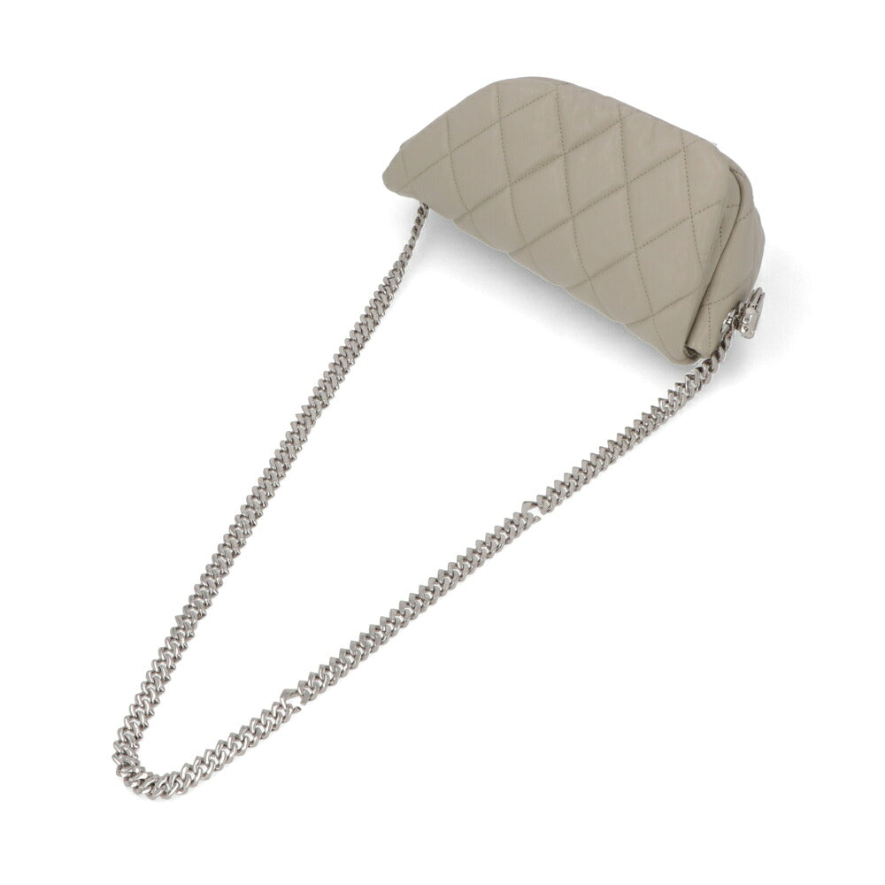 BURBERRY バーバリー レディース バッグ ショルダーバッグ シールド ライトグレー ラムレザー チェーンバッグ キルティング 8087267