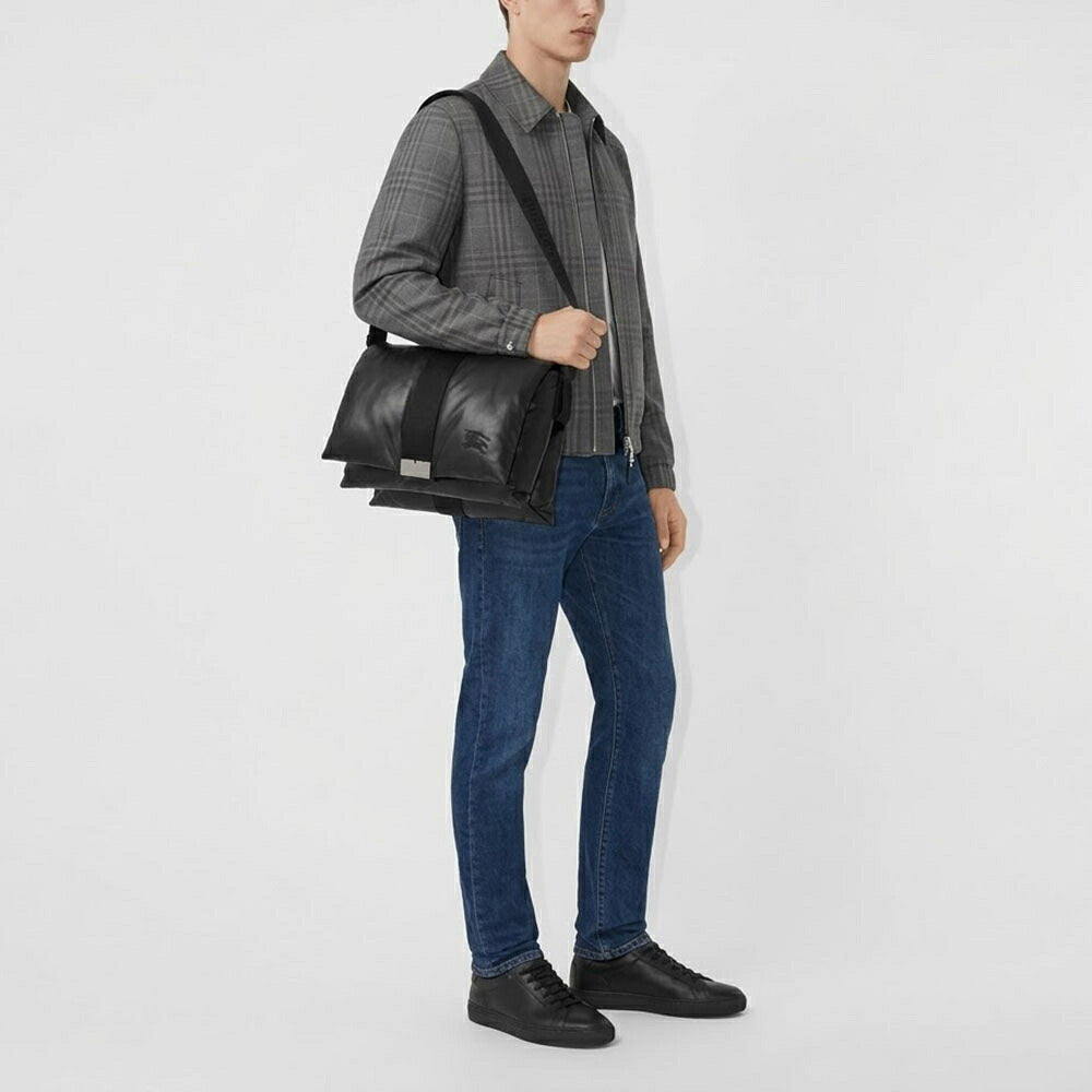BURBERRY バーバリー メンズ バッグ ショルダーバッグ ブラック カーフレザー クロスボディバッグ パファーバッグ 8083435