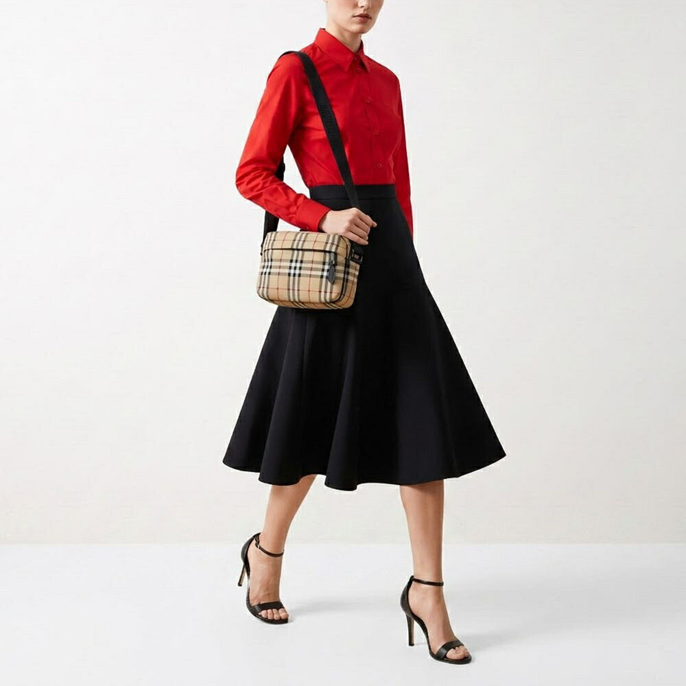 BURBERRY バーバリー ユニセックス バッグ ショルダーバッグ ベージュ系 ナイロン カーフレザー クロスボディバッグ バーバリーチェック 8084111