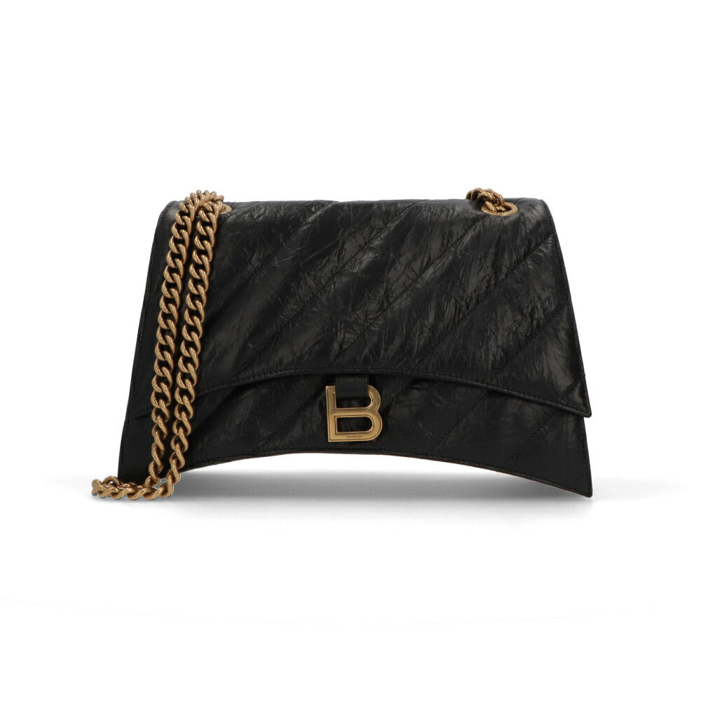 BALENCIAGA ショルダーバッグ クラッシュ ブラック チェーンショルダー ロゴ キルティング 785602 210J1