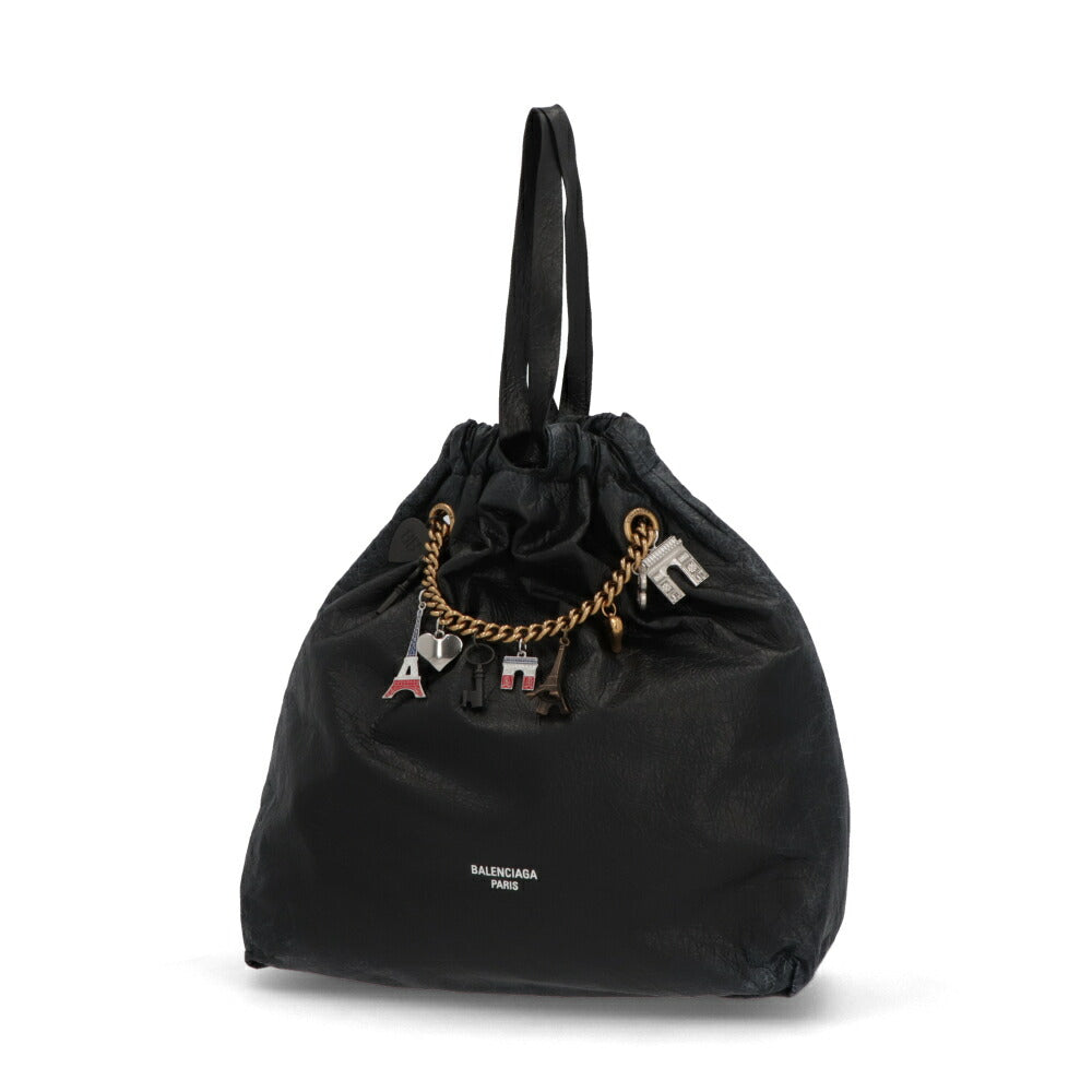 BALENCIAGA ショルダーバッグ ブラック チェーンバッグ ロゴ チャーム付き 742941 2AA6W 1000