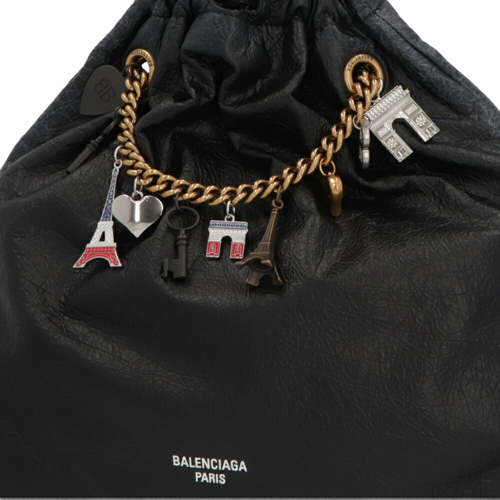 BALENCIAGA バレンシアガ ショルダーバッグ ブラック チェーンバッグ ロゴ チャーム付き 742941 2AA6W 1000