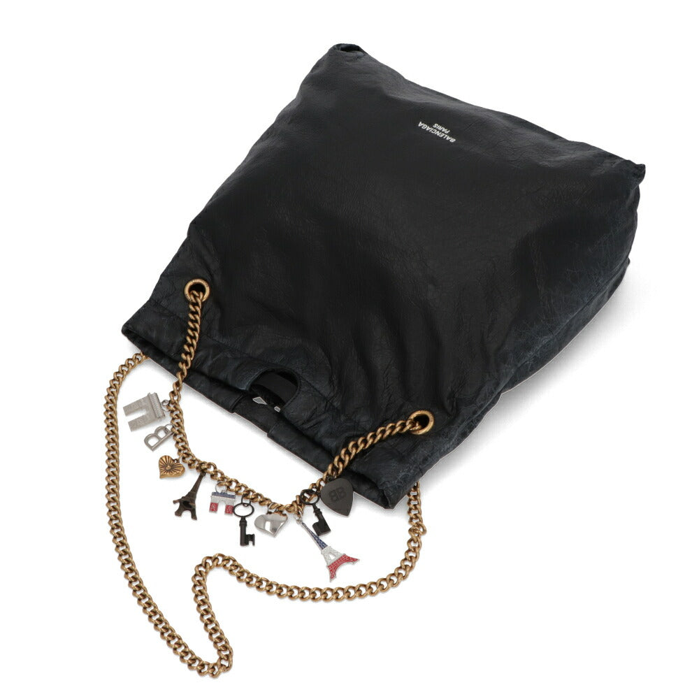 BALENCIAGA バレンシアガ ショルダーバッグ ブラック チェーンバッグ ロゴ チャーム付き 742941 2AA6W 1000