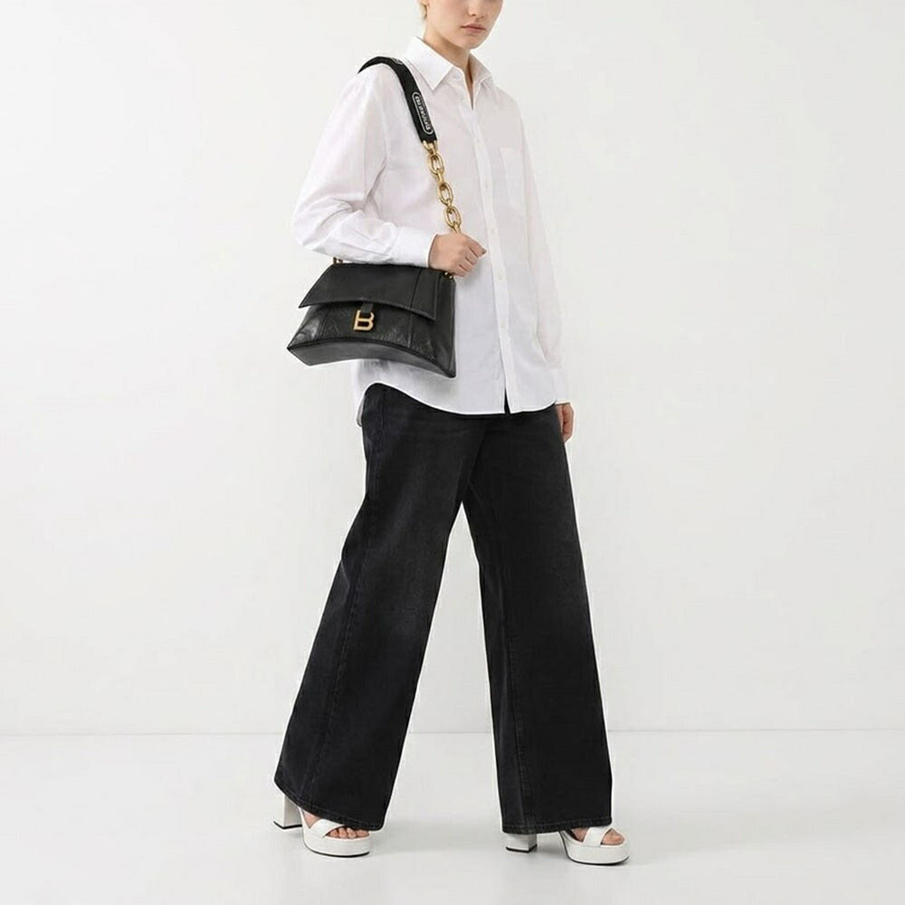 BALENCIAGA バレンシアガ レディース バッグ ショルダーバッグ ブラック レザー ダウンタウン クロスボディバッグ 689058 1I7BM