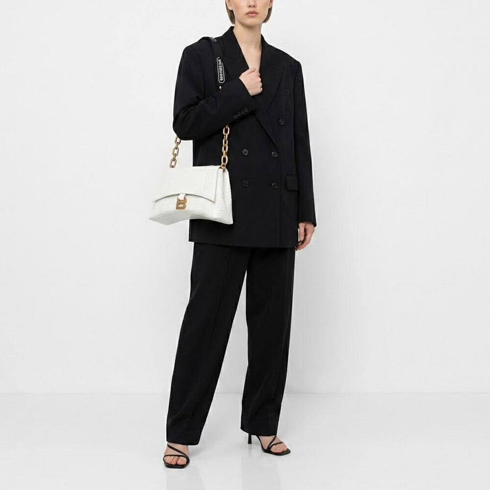 BALENCIAGA バレンシアガ レディース バッグ ショルダーバッグ ホワイト レザー ダウンタウン クロコ クロスボディバッグ 689058 2106F