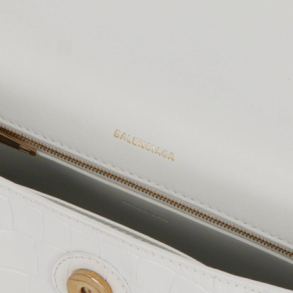 BALENCIAGA バレンシアガ レディース バッグ ショルダーバッグ ホワイト レザー ダウンタウン クロコ クロスボディバッグ 689058 2106F