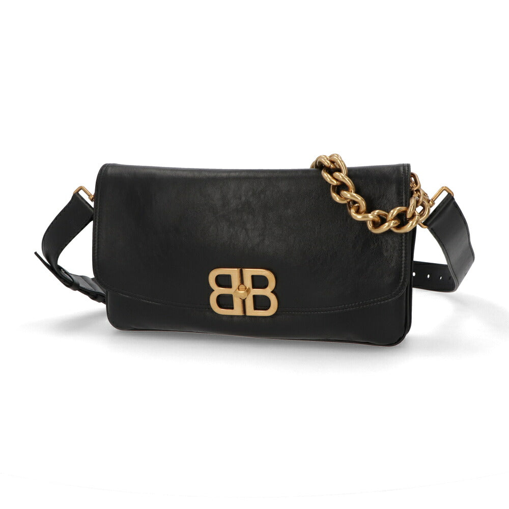 BALENCIAGA バレンシアガ レディース バッグ ショルダーバッグ ブラック カーフレザー チェーン フラップバッグ 748596 2AAIZ