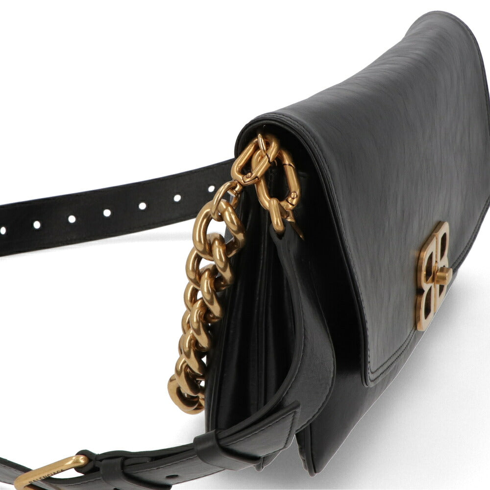 BALENCIAGA バレンシアガ レディース バッグ ショルダーバッグ ブラック カーフレザー チェーン フラップバッグ 748596 2AAIZ