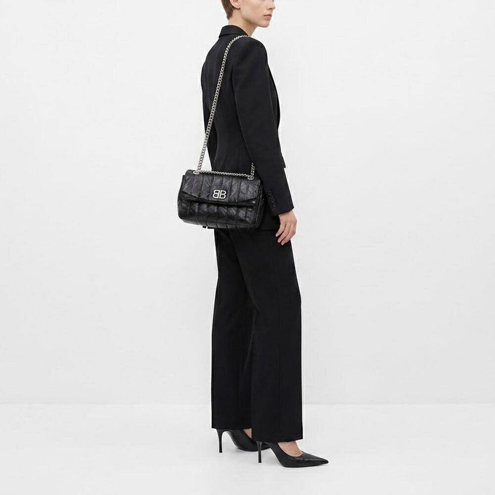 BALENCIAGA バレンシアガ レディース バッグ ショルダーバッグ ブラック ホワイト カーフレザー チェーンショルダー 765966 2AASE